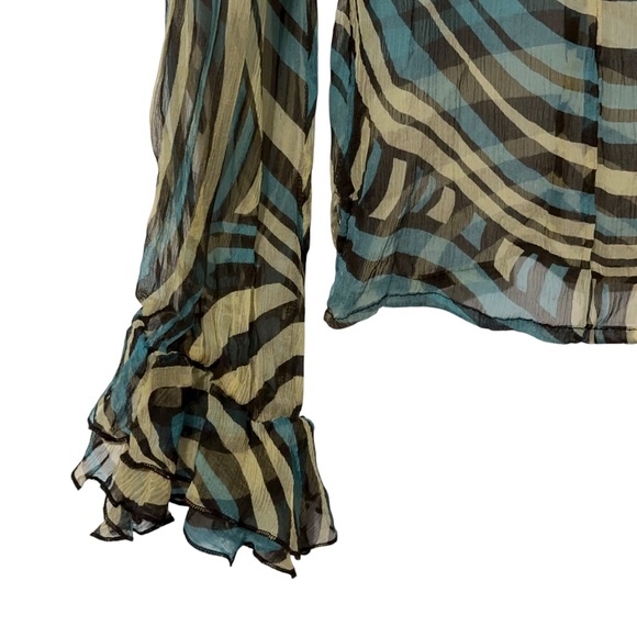 WDNY Silk Swirl Shirt Size Med Ruffle Front and Sleeve Autumn Office Work - Picture 4 of 7